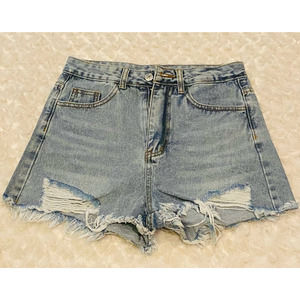 SHEIN Distressed Mom High Rise Cropped Denim Jean Cotton Cutoff Shorts NEW